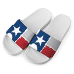 Texas State Flag Print White Slide Sandals