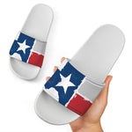 Texas State Flag Print White Slide Sandals