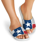 Texas State Flag Print White Slide Sandals