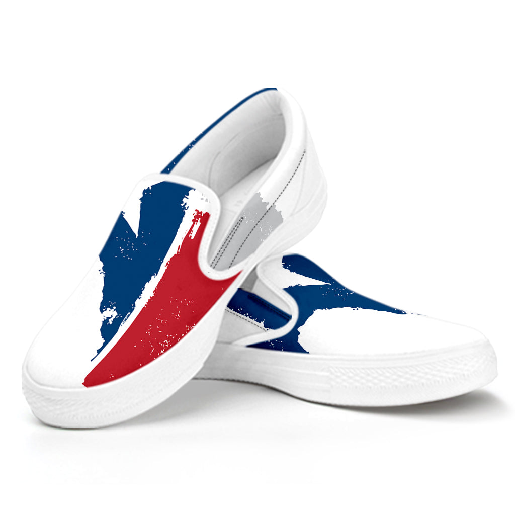 Texas State Flag Print White Slip On Shoes