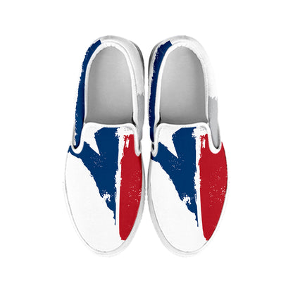 Texas State Flag Print White Slip On Shoes