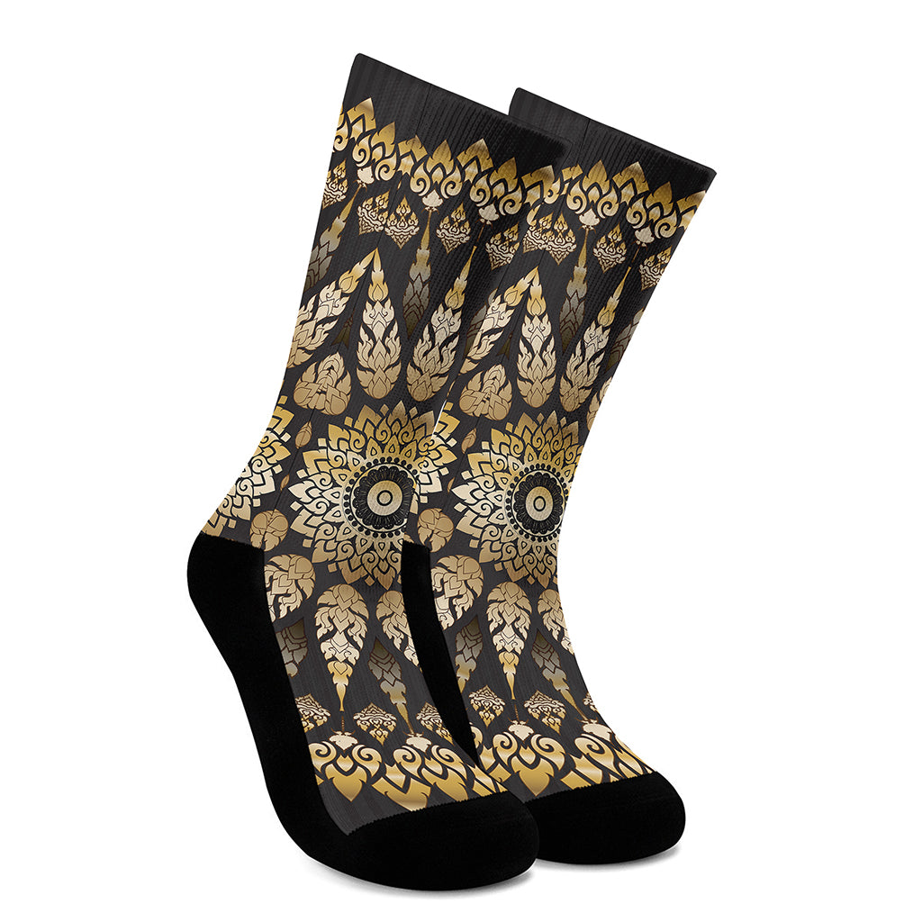 Thai Mandala Print Crew Socks