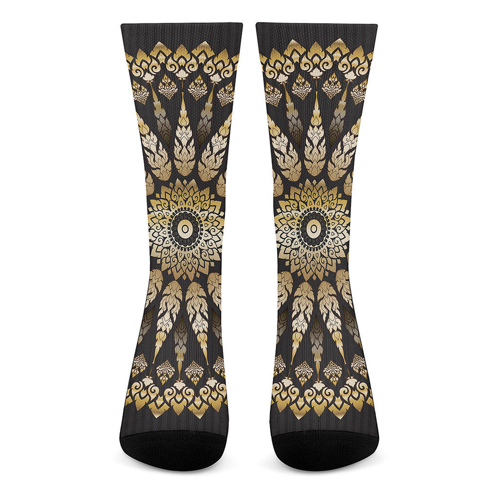 Thai Mandala Print Crew Socks