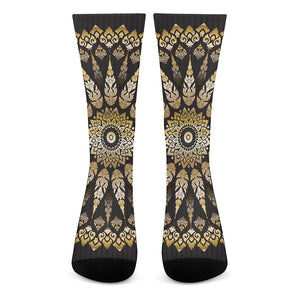 Thai Mandala Print Crew Socks