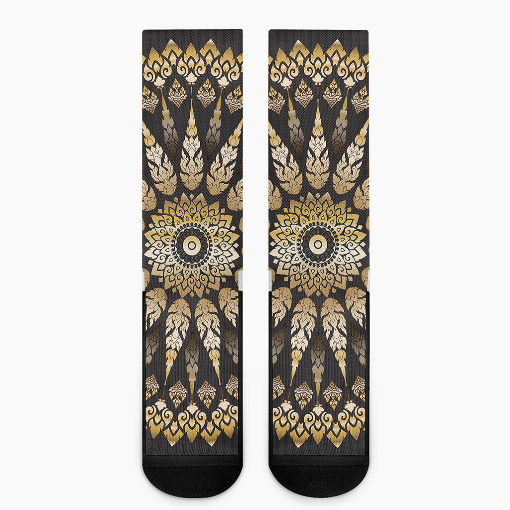 Thai Mandala Print Crew Socks