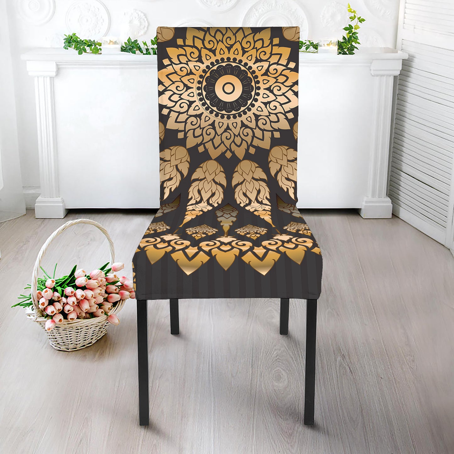 Thai Mandala Print Dining Chair Slipcover
