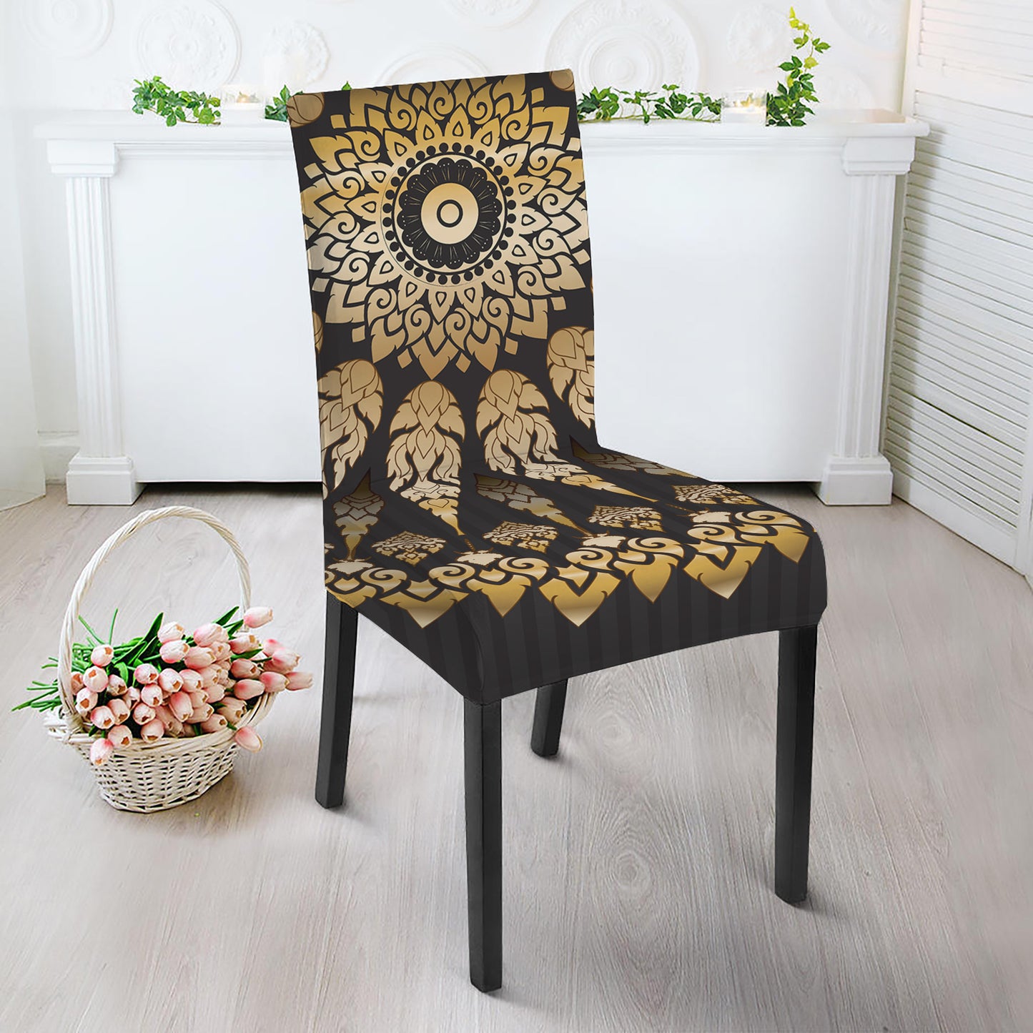 Thai Mandala Print Dining Chair Slipcover