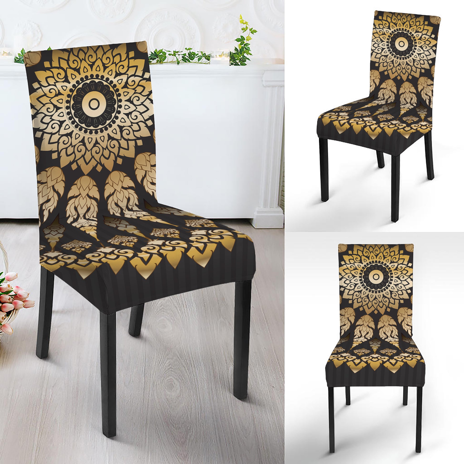 Thai Mandala Print Dining Chair Slipcover