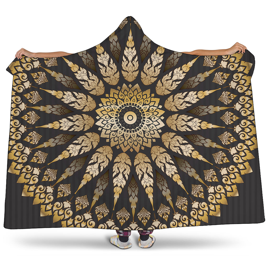 Thai Mandala Print Hooded Blanket