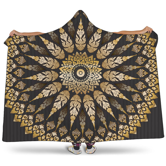 Thai Mandala Print Hooded Blanket