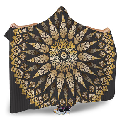 Thai Mandala Print Hooded Blanket