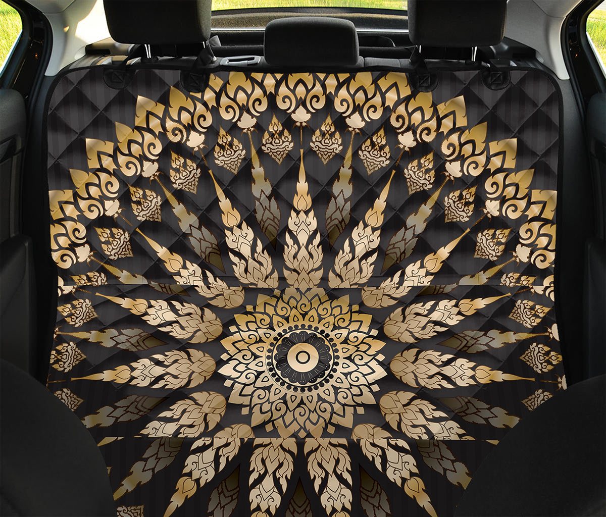 Thai Mandala Print Pet Car Back Seat Cover