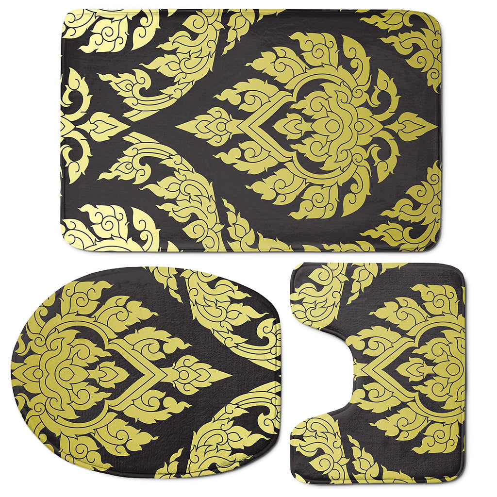 Thai Ornament Pattern Print 3 Piece Bath Mat Set
