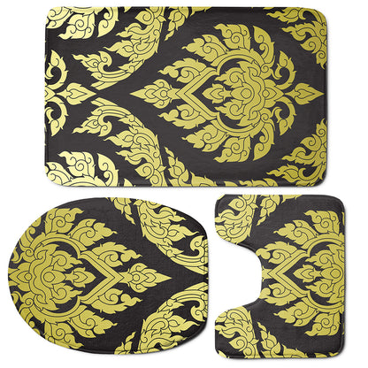 Thai Ornament Pattern Print 3 Piece Bath Mat Set