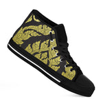Thai Ornament Pattern Print Black High Top Shoes