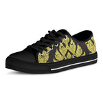 Thai Ornament Pattern Print Black Low Top Shoes