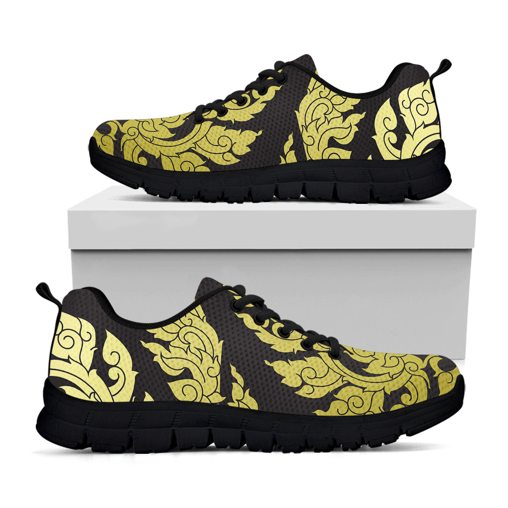 Thai Ornament Pattern Print Black Sneakers