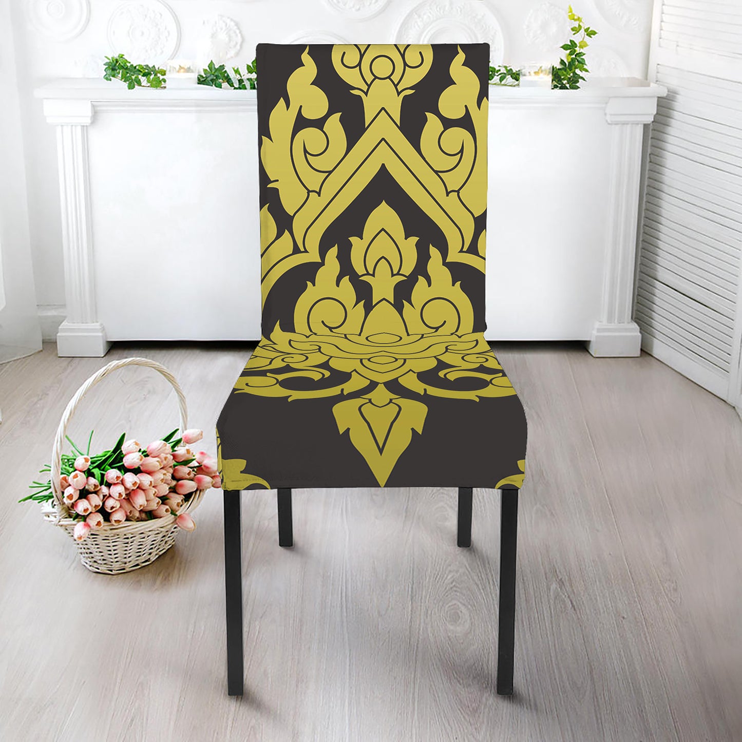 Thai Ornament Pattern Print Dining Chair Slipcover