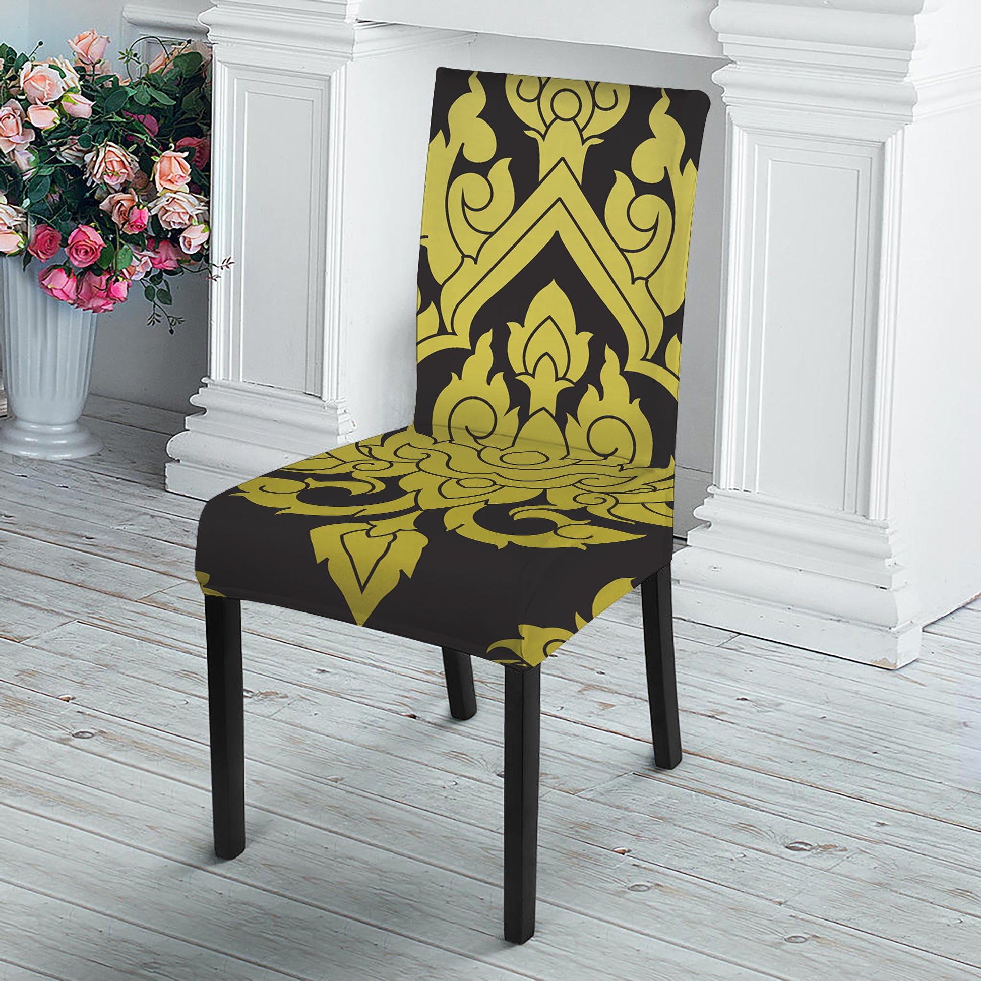 Thai Ornament Pattern Print Dining Chair Slipcover