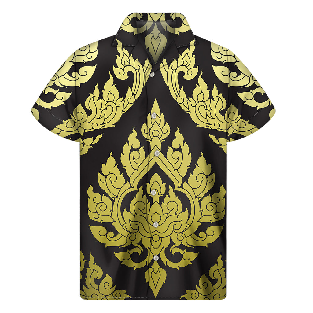 Thai Ornament Pattern Print Men's Short Sleeve Shirt