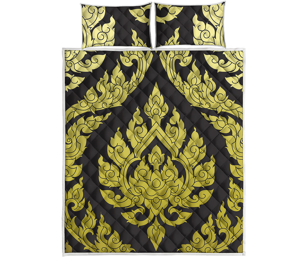 Thai Ornament Pattern Print Quilt Bed Set