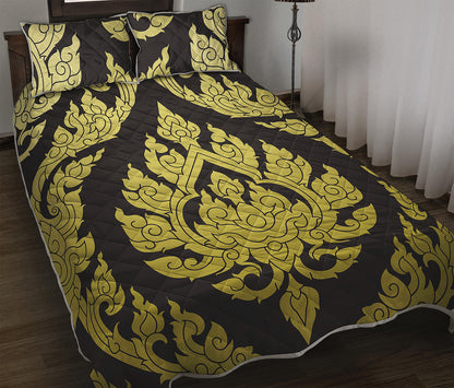 Thai Ornament Pattern Print Quilt Bed Set