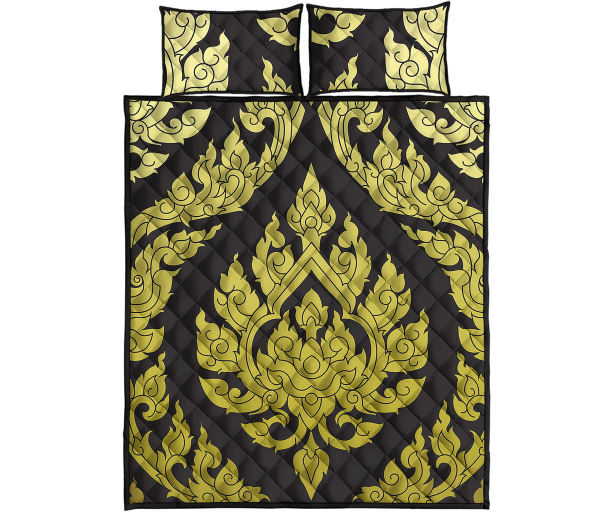 Thai Ornament Pattern Print Quilt Bed Set