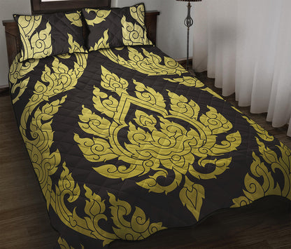 Thai Ornament Pattern Print Quilt Bed Set