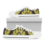 Thai Ornament Pattern Print White Low Top Shoes