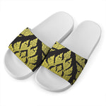Thai Ornament Pattern Print White Slide Sandals