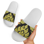 Thai Ornament Pattern Print White Slide Sandals