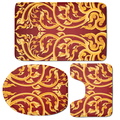 Thai Winding Vines Pattern Print 3 Piece Bath Mat Set