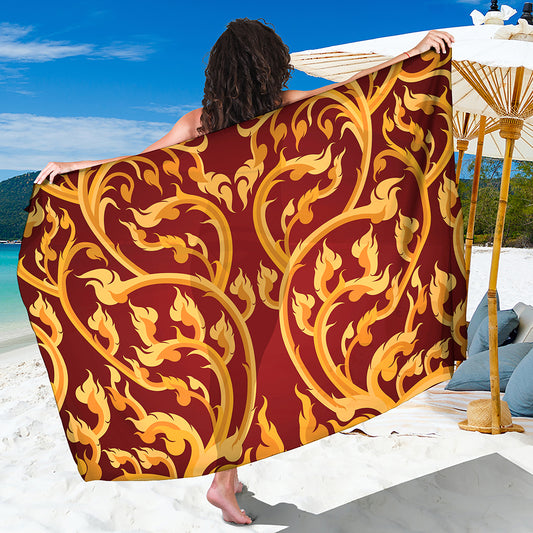 Thai Winding Vines Pattern Print Beach Sarong Wrap