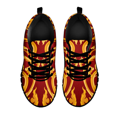 Thai Winding Vines Pattern Print Black Sneakers