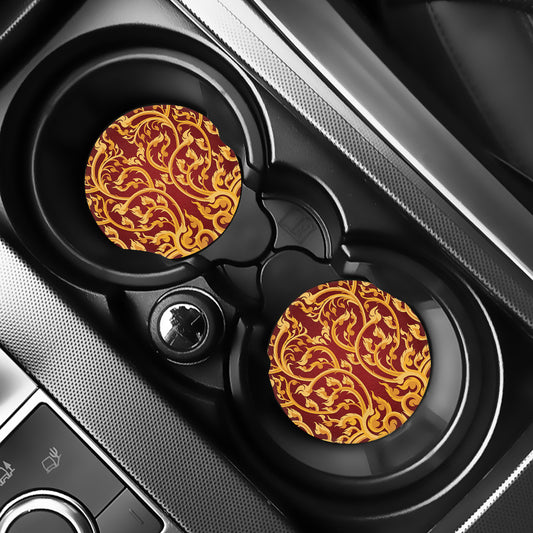 Thai Winding Vines Pattern Print Car Coasters