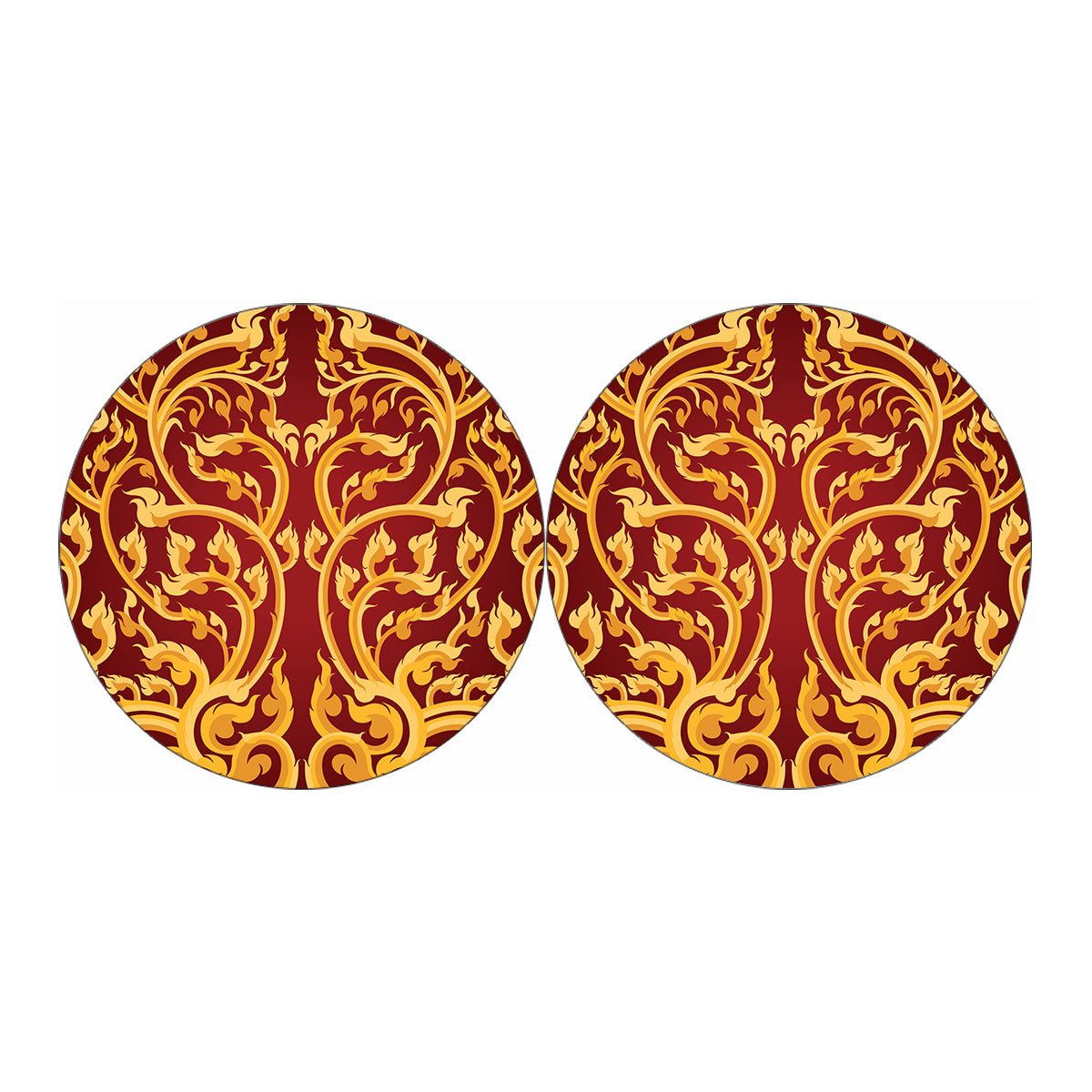 Thai Winding Vines Pattern Print Car Coasters
