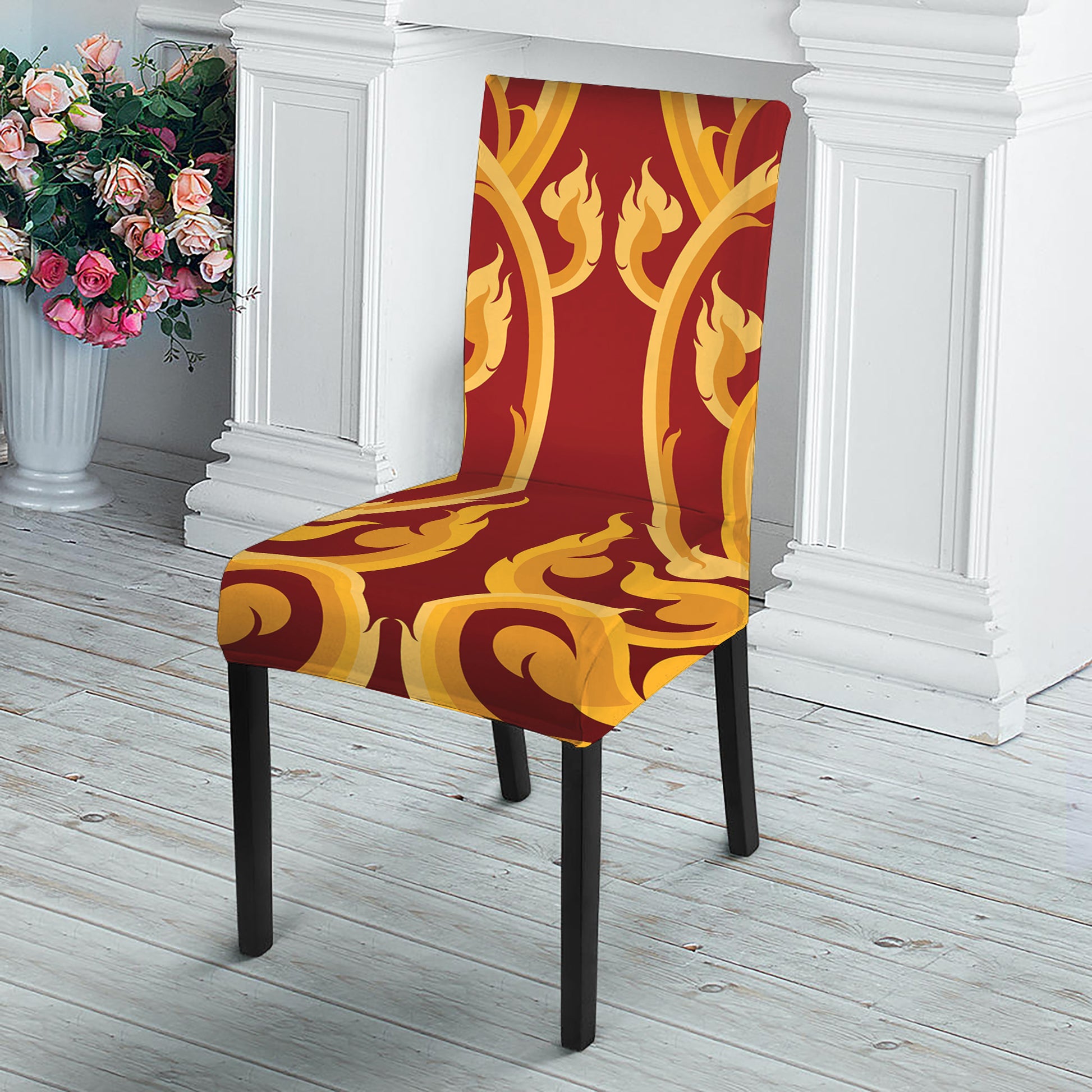 Thai Winding Vines Pattern Print Dining Chair Slipcover