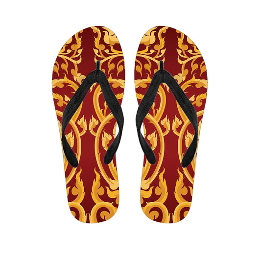 Thai Winding Vines Pattern Print Flip Flops