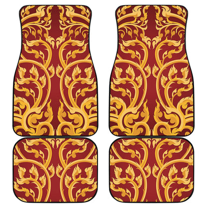 Thai Winding Vines Pattern Print Front and Back Car Floor Mats