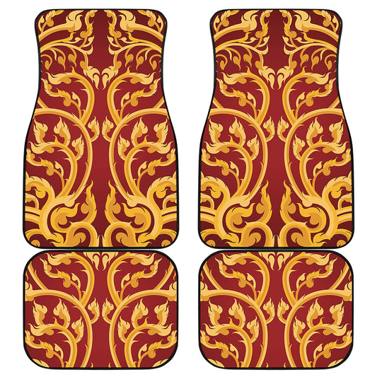 Thai Winding Vines Pattern Print Front and Back Car Floor Mats