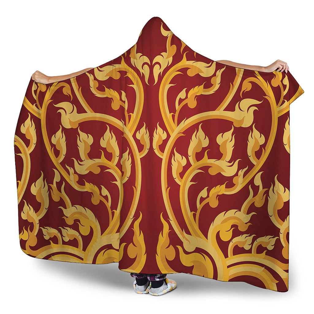 Thai Winding Vines Pattern Print Hooded Blanket