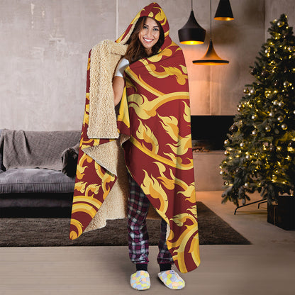 Thai Winding Vines Pattern Print Hooded Blanket