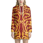 Thai Winding Vines Pattern Print Hoodie Dress