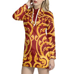 Thai Winding Vines Pattern Print Hoodie Dress
