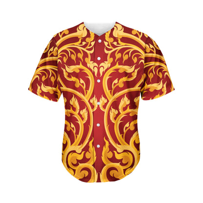 Thai Winding Vines Pattern Print Men's Baseball Jersey