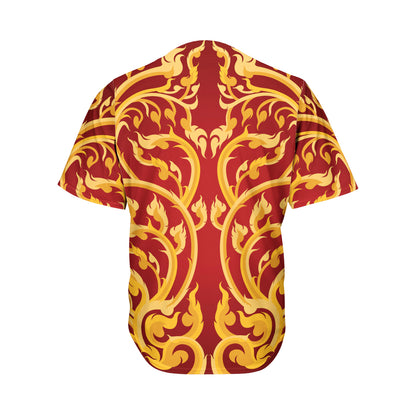Thai Winding Vines Pattern Print Men's Baseball Jersey
