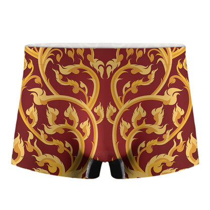 Thai Winding Vines Pattern Print Men's Boxer Briefs