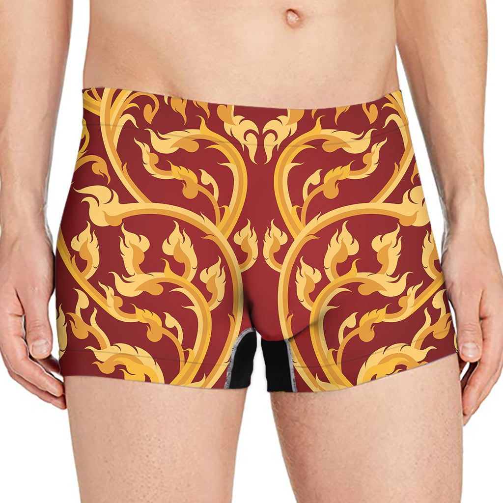 Thai Winding Vines Pattern Print Men's Boxer Briefs