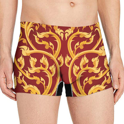 Thai Winding Vines Pattern Print Men's Boxer Briefs