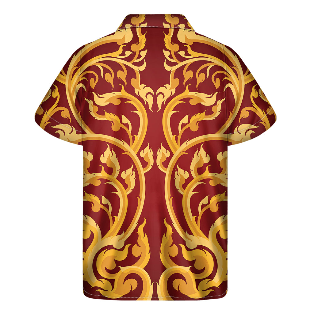 Thai Winding Vines Pattern Print Men's Short Sleeve Shirt